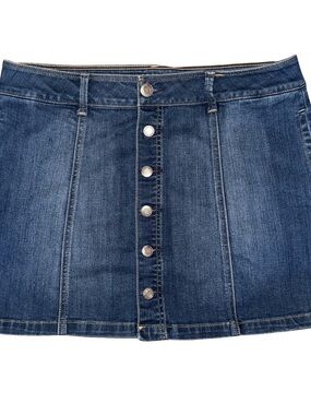 American Eagle Outfitters Dark Blue Button Front Denim Skirt